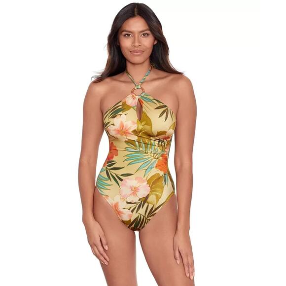 Lauren Ralph Lauren Women's Printed Halter-Neck Swimsuit, Multi, Size 10 0315 - Picture 1 of 4